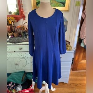 CUPIO Long Sleeved Dress L Royal Blue Decorative Seams Fall Winter VGUC